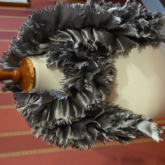 Silver Satin Ruffle Scarf - Picture 5 of 6